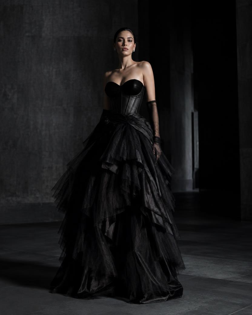 Corset Tulle Ball Gown in Black